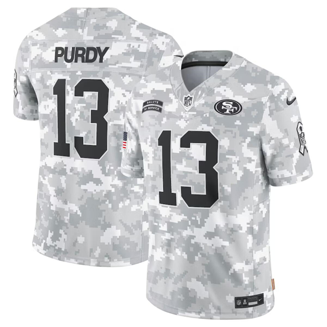 Youth San Francisco 49ers #13 Brock Purdy 2024 F.U.S.E Arctic Camo Salute to Service Limited Stitched Football Jersey Youth San Francisco 49ers #13 Brock Purdy 2024 F.U.S.E Arctic Camo Salute to Service Limited Stitched Football Jersey